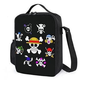 insulated lunch box one skull piece dinner bag portable thermal insulation and cold preservation tote bag with adjustable shoulder strap black 25x20x8cm(9.8x7.9x3.1'')