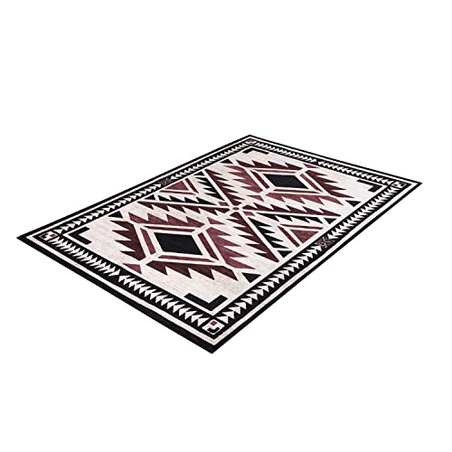 Abani Rectangular Area Rugs - 8' x 10' Beige Red Southwestern Style, Machine Washable, Stain Resistant and Non-Shedding Polypropylene Large Rugs