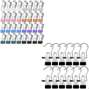 32 pack colorful metal clothes pins for laundry + 12 pack boot hanger clips clothes pins