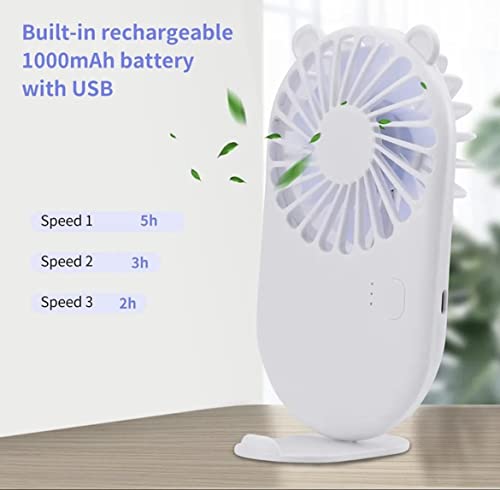 Alloyed's Handheld Small Fan Mini Powerful Personal Portable Fan Speed Adjustable Cooling for Kids, Makeup, Home Office Desk, Travel (WHITE) (AlloyedFANWHT)