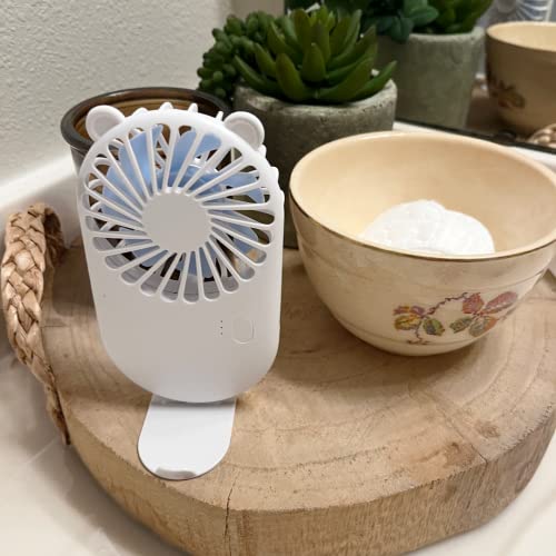 Alloyed's Handheld Small Fan Mini Powerful Personal Portable Fan Speed Adjustable Cooling for Kids, Makeup, Home Office Desk, Travel (WHITE) (AlloyedFANWHT)