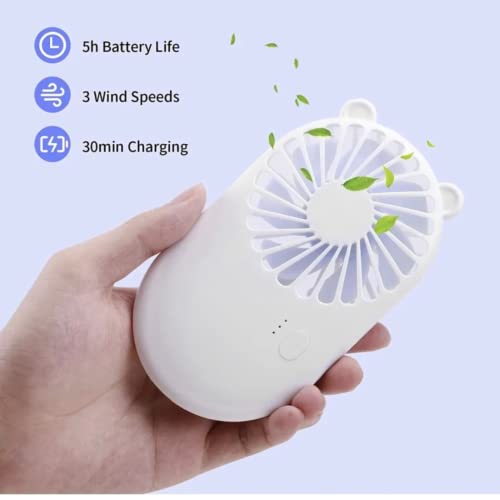 Alloyed's Handheld Small Fan Mini Powerful Personal Portable Fan Speed Adjustable Cooling for Kids, Makeup, Home Office Desk, Travel (WHITE) (AlloyedFANWHT)