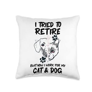 retirement cat dog lover gifts for men women i tried funny cat & dog owner retirement throw pillow, 16x16, multicolor