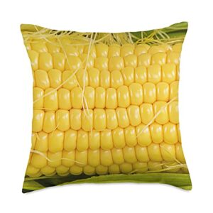 Awesome Cool Ear of Corn with Silk and Leaves on The cob Throw Pillow, 18x18, Multicolor