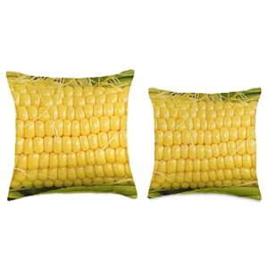 Awesome Cool Ear of Corn with Silk and Leaves on The cob Throw Pillow, 18x18, Multicolor