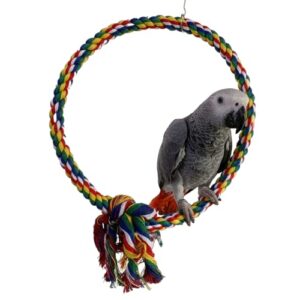 barn eleven bird swing perch cotton rope ring toy colorful bird cage perches bite resistance perches toy suits for african grey cockatoos amazon parrots mini macaws large medium parrot birds