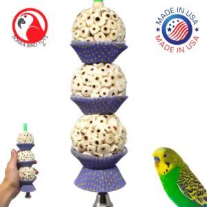 Bonka Bird Toys 2366 Three Mini Cakes Small Medium Bird Toy Natural Sola Cupcake Chew Shred Forage Cockatiel Parakeet Conure and Other Similar Birds