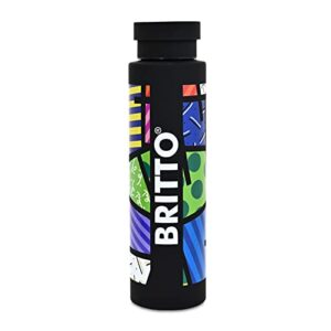 britto romero 25oz insulated water bottle, stainless steel, colorful landscape - black'
