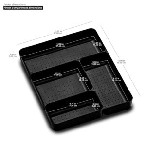 madesmart Premium Antimicrobial Premium Soft Gadget Tray Non-Slip Multi-Purpose Drawer, 4 Compartments, All-In-One Home Organization, EPA Certified, Carbon