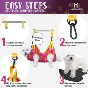 Dog Grooming Hammock Harness for Cats Dogs - Complete Groomers Helper Set for Pets - Pet Grooming Hammock Dog Nail Clipper - Dog Hammock for Nail Clipping - Dog Sling Lift Harness for Dogs Cats