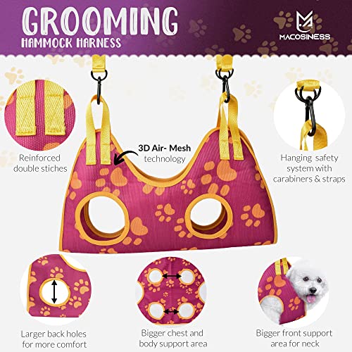 Dog Grooming Hammock Harness for Cats Dogs - Complete Groomers Helper Set for Pets - Pet Grooming Hammock Dog Nail Clipper - Dog Hammock for Nail Clipping - Dog Sling Lift Harness for Dogs Cats