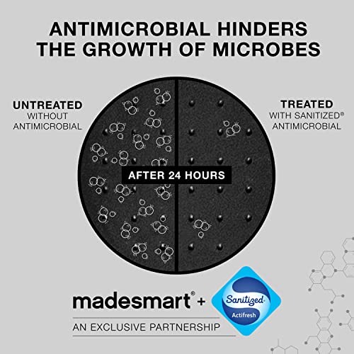 madesmart Premium Antimicrobial Premium Soft Small Utensil Tray, Non-Slip Kitchen Drawer Organizer, 2 Compartments, Multi-Purpose Home Organization, EPA Certified, Carbon
