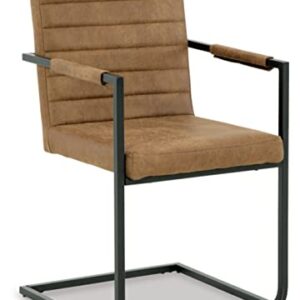 Signature Design by Ashley Strumford Modern Faux Leather Dining Upholstered Arm Chair, Set of 2, Light Brown & Black