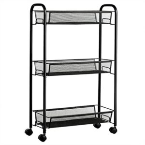 louyk trolley rack movable 3-tier floor-standing vegetable basket rack with wheels (color : a, size : 63cm*44cm)