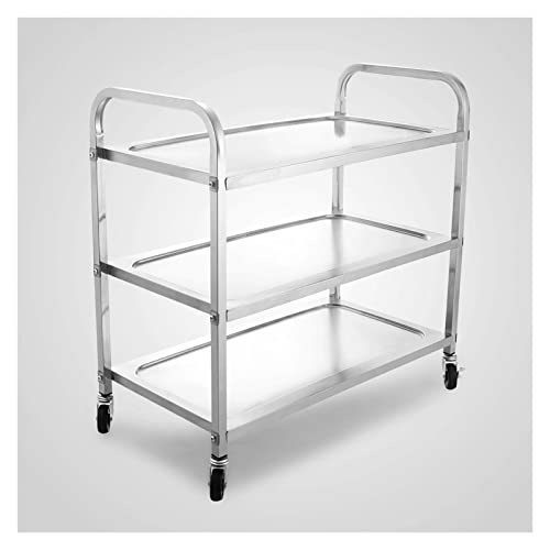 LOUYK 3 Shelf Kitchen Trolley Commercial Food Pantry with Wheels Kitchen Storage Rack (Color : A, Size : 95cm*95cm)