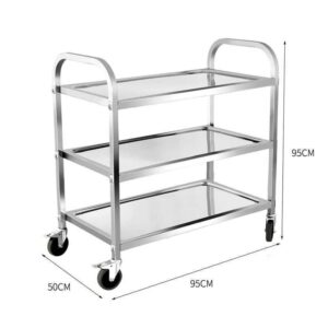 LOUYK 3 Shelf Kitchen Trolley Commercial Food Pantry with Wheels Kitchen Storage Rack (Color : A, Size : 95cm*95cm)