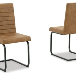 Signature Design by Ashley Strumford Modern Faux Leather Dining Upholstered Side Chair, Set of 2, Light Brown & Black