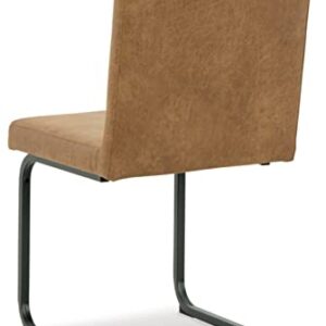 Signature Design by Ashley Strumford Modern Faux Leather Dining Upholstered Side Chair, Set of 2, Light Brown & Black