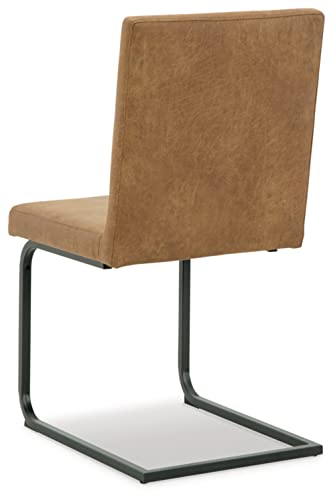 Signature Design by Ashley Strumford Modern Faux Leather Dining Upholstered Side Chair, Set of 2, Light Brown & Black