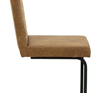 Signature Design by Ashley Strumford Modern Faux Leather Dining Upholstered Side Chair, Set of 2, Light Brown & Black