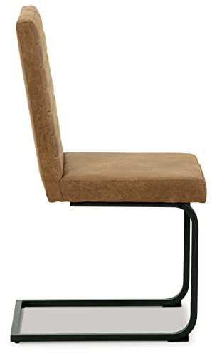 Signature Design by Ashley Strumford Modern Faux Leather Dining Upholstered Side Chair, Set of 2, Light Brown & Black