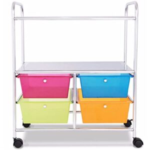 louyk 4 multifunctional drawers rolling storage cart rack shelves shelf home office home furniture (color : multi-colored, size : 1pcs)