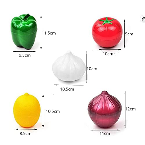 5-Piece Set Fruit Container Refrigerator,Onion Storage, Vegetable Storage, Onion, Lemon, Green Pepper, Tomato, Garlic Storage Container, Refrigerator Preservation