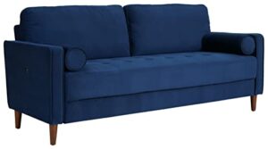 signature design by ashley darlow modern velvet sofa with bolster pillows & usb ports, blue