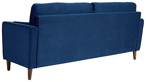 Signature Design by Ashley Darlow Modern Velvet Sofa with Bolster Pillows & USB Ports, Blue