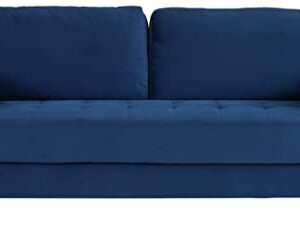 Signature Design by Ashley Darlow Modern Velvet Sofa with Bolster Pillows & USB Ports, Blue