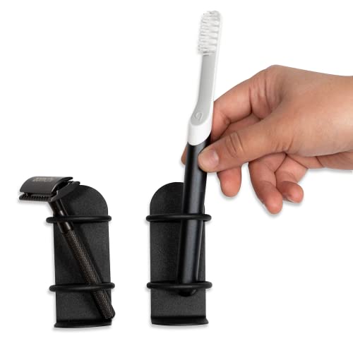 MaisoNovo Electric Toothbrush Holder for Bathroom | Mighty Durable Wall Toothbrush Holder | Self-Adhesive Wall Mount Toothbrush Holder | Set of 2 - Black