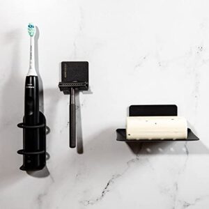 MaisoNovo Electric Toothbrush Holder for Bathroom | Mighty Durable Wall Toothbrush Holder | Self-Adhesive Wall Mount Toothbrush Holder | Set of 2 - Black