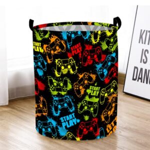 Game Controller Gaming Art Laundry Basket Boys Hamper Bag Dirty Clothes Storage Basket Waterproof Foldable Collapsible Organizer Gamer Room Decor For Bedroom Boys Room Bathroom Dorm