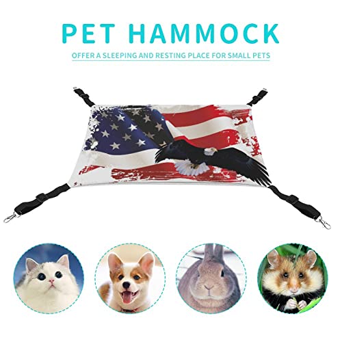 American Flag Pet Hammock Bed Guinea Pig Cage Hammock Small Animal Hanging Bed for Ferret, Chinchilla, Puppy and Other Small Animals