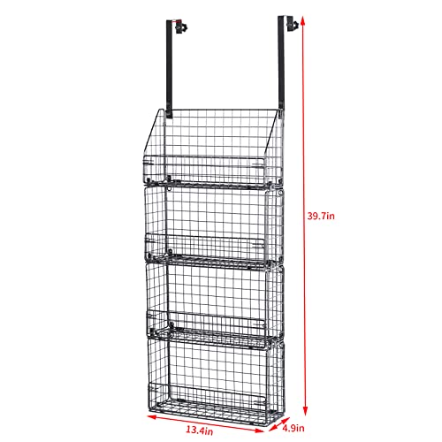 Aibohayi Over The Door Pantry Organizer 4-Tier Door Spice Rack For Wall Mount & Detachable Metal Cabinet Door Organizer Hanging Spice Rack Storage Baskets Behind Door Shelf for Kitchen And Bathroom