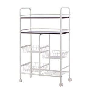 louyk cannes double row metal mesh basket cart storage shelf rack multi-functional kitchen cabinet coffee (color : white, size : 1pcs)