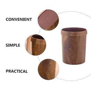 Round Trash Bin Office Decor Bathroom Trash Bin Round Trash Can Round Trash bin Small Trash can Plastic Garbage can Garbage Bin Wood Plastic Wastebasket Car Decor Small Trash can