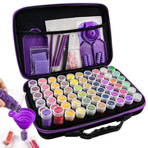 tune hsv 60 slots diamond painting storage containers upgraded accessories and tools pen tray, tools organizer, shockproof diamond art storage case, jewelry beads storage box (60 slots)