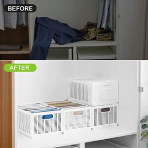 Kinkota INNOVATIVE PLASTIC Wardrobe Closet Organizers and Storage Baskets, Collapsible Clothes Organizer for Folded Clothes, Jeans, T-shirts, Underwear, Scarves, Leggings, Skirts(2 Packs, White)