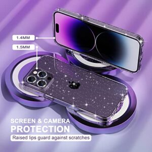 Choiche Compatible for iPhone 14 Pro Max Case Cute, Women Clear Glitter Bling Sparkly Case, [3 x Diamond Camera Lens Protectors] [2 x Tempered Glass Screen Protectors] 6.7-inch (Glitter Clear)