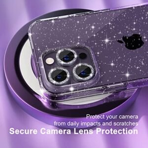 Choiche Compatible for iPhone 14 Pro Max Case Cute, Women Clear Glitter Bling Sparkly Case, [3 x Diamond Camera Lens Protectors] [2 x Tempered Glass Screen Protectors] 6.7-inch (Glitter Clear)