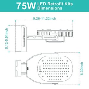 OSTEK 75W LED Shoebox Retrofit Kits, Replace 350W MH/HPS/HID Bulbs- 10,125LM 5000K E39 Mogul Base Retrofit Lights for Parking Lot Shoebox Light, Street Lighting, MEANWELL Driver, DLC&ETL Certified