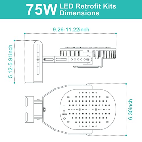 OSTEK 75W LED Shoebox Retrofit Kits, Replace 350W MH/HPS/HID Bulbs- 10,125LM 5000K E39 Mogul Base Retrofit Lights for Parking Lot Shoebox Light, Street Lighting, MEANWELL Driver, DLC&ETL Certified