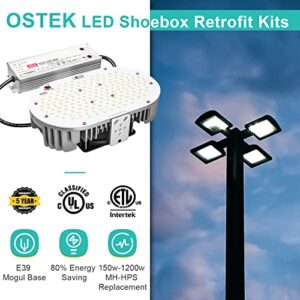 OSTEK 75W LED Shoebox Retrofit Kits, Replace 350W MH/HPS/HID Bulbs- 10,125LM 5000K E39 Mogul Base Retrofit Lights for Parking Lot Shoebox Light, Street Lighting, MEANWELL Driver, DLC&ETL Certified