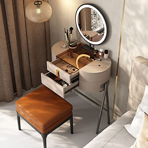 Lartis Makeup Vanity Set，Very Easy to Assemble。Dressing Table,Vanity Desk,Dresser Desk,for Small Spaces, LED Lighted Mirror