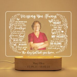 magic lunar personalized unique sympathy gifts for loss of mom custom in memory of loved one light up picture frames with photo and text memorial plaque night light lamp