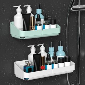 LAPUTA Wall Mount Organizer,Shower Storage Organizer Shelf Good Load-Bearing PP Shampoo Spice Shower Shelf for Kitchen, Bathroom, Cabinet, Toilet, Office Blue S S