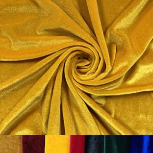 hotgoden stretch velvet fabric: yellow 63" wide 2, 5, 10, yards 95% polyester 5% spandex velvet fabric for diy sewing, apparel, costume, craft projects