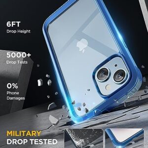 Miracase Glass Series Designed for iPhone 14 Phone Case 6.1 inch, 2023 Upgrade Full-Body Clear Bumper Case with Built-in 9H Tempered Glass Screen Protector and Camera Lens Protector,Blue