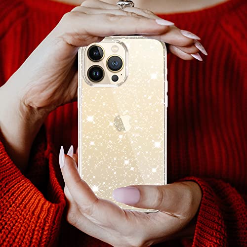 JJGoo Compatible with iPhone 14 Pro Case, Bling Sparkle Soft TPU Anti-Scratch Shockproof Protective Phone Bumper, Women Girls Cute Slim Sparkly Phone Case for iPhone 14 Pro, Clear Glitter